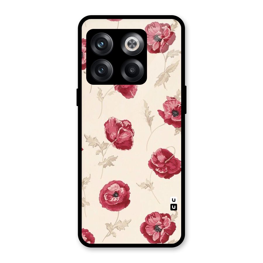 Red Rose Floral Art Glass Back Case for OnePlus 10T