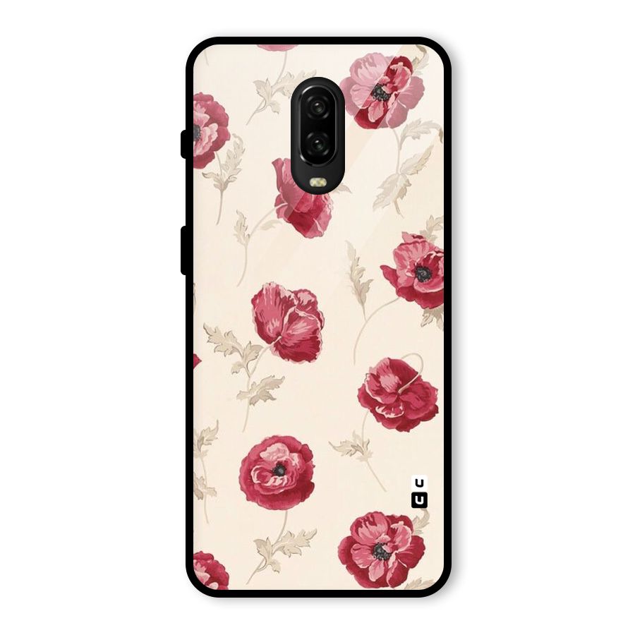Red Rose Floral Art Glass Back Case for OnePlus 6T
