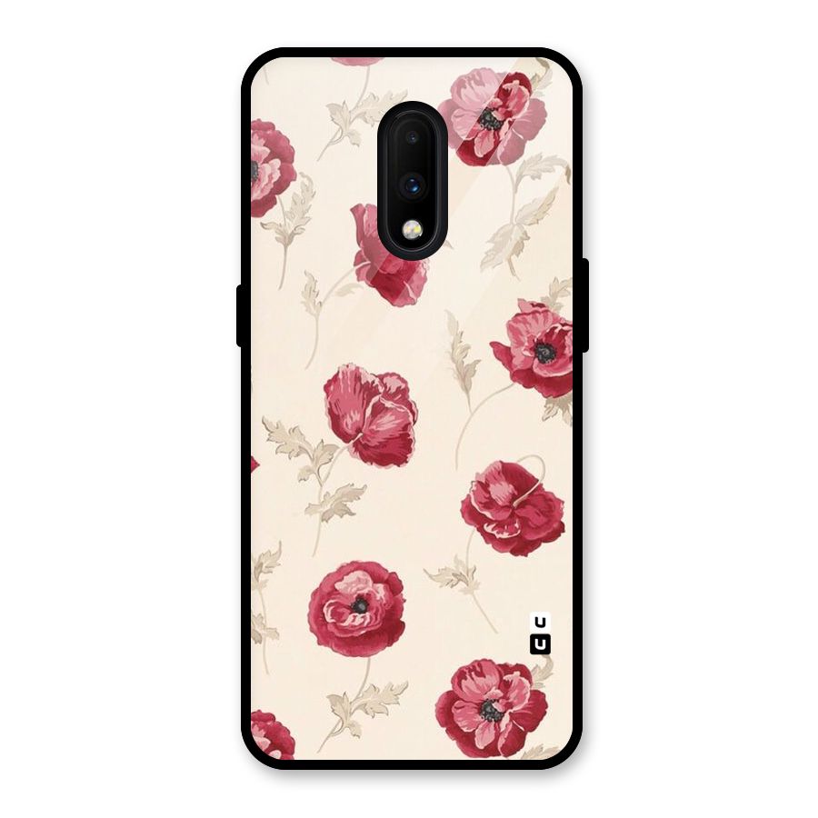 Red Rose Floral Art Glass Back Case for OnePlus 7
