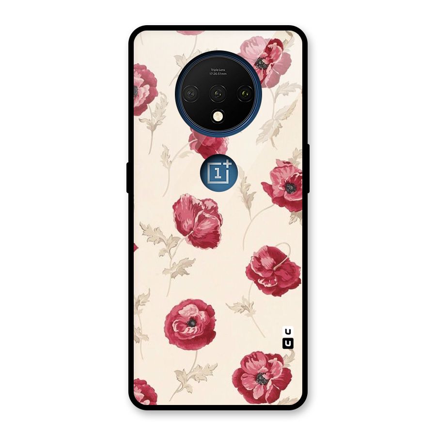 Red Rose Floral Art Glass Back Case for OnePlus 7T