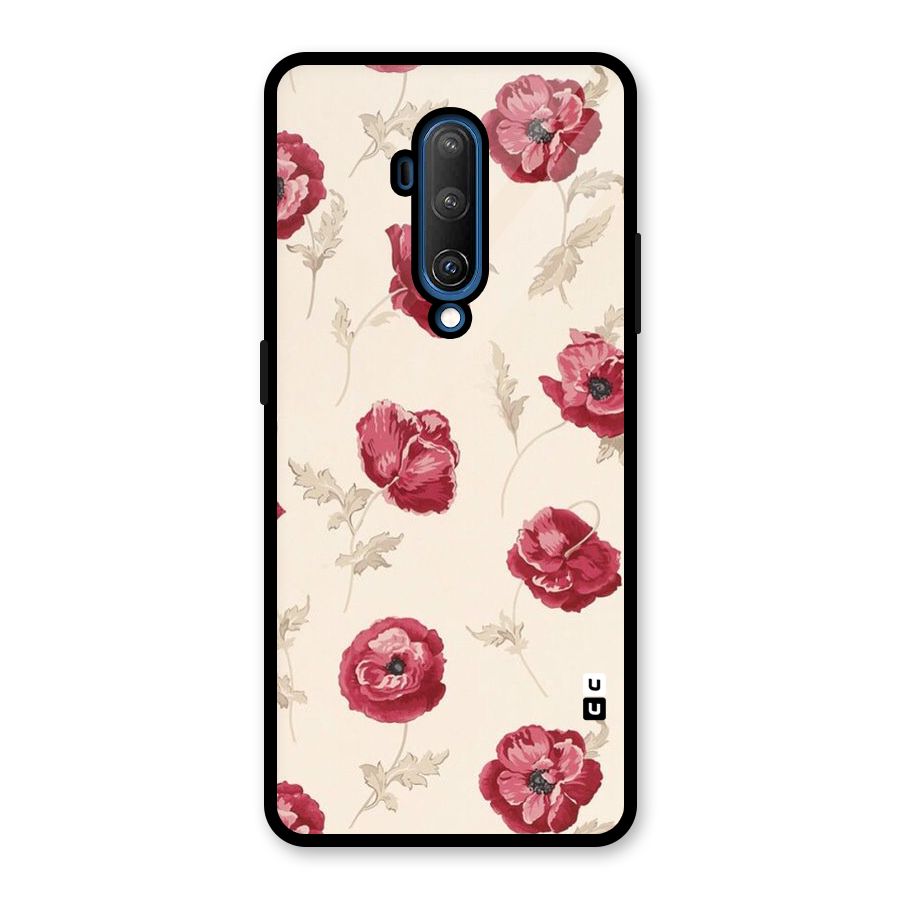 Red Rose Floral Art Glass Back Case for OnePlus 7T Pro
