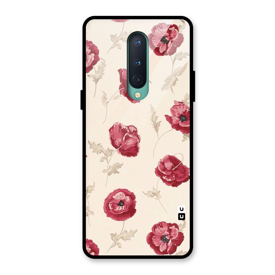 Red Rose Floral Art Glass Back Case for OnePlus 8