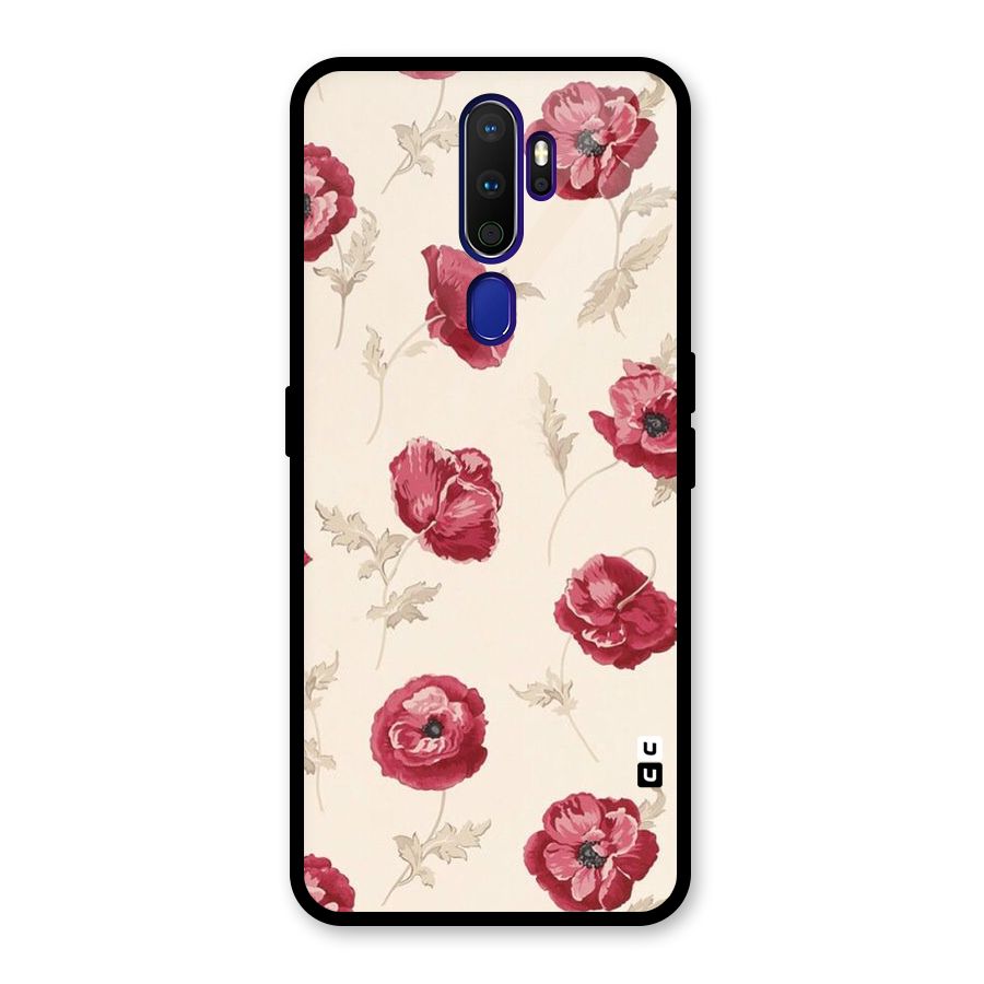 Red Rose Floral Art Glass Back Case for Oppo A9 (2020)
