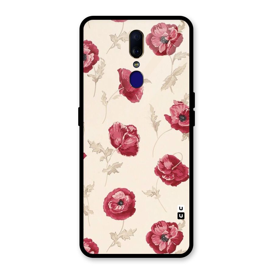 Red Rose Floral Art Glass Back Case for Oppo F11