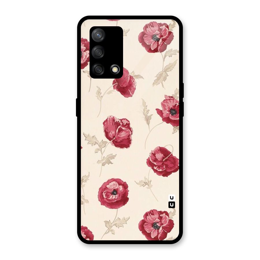 Red Rose Floral Art Glass Back Case for Oppo F19
