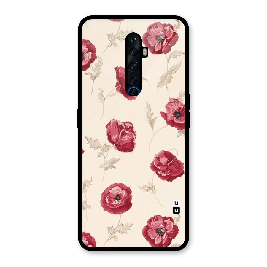 Red Rose Floral Art Glass Back Case for Oppo Reno2 Z