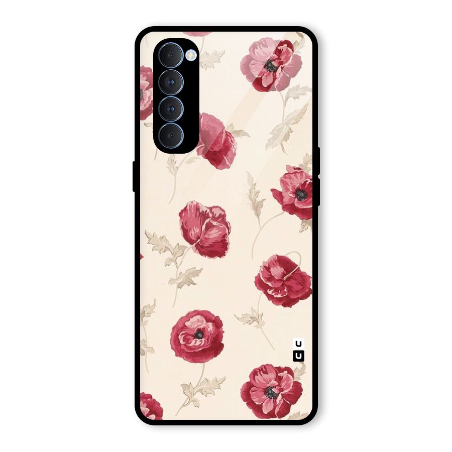 Red Rose Floral Art Glass Back Case for Oppo Reno4 Pro
