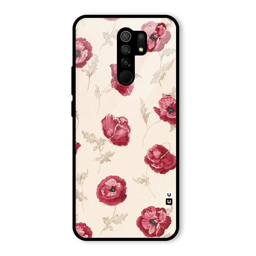 Red Rose Floral Art Glass Back Case for Poco M2