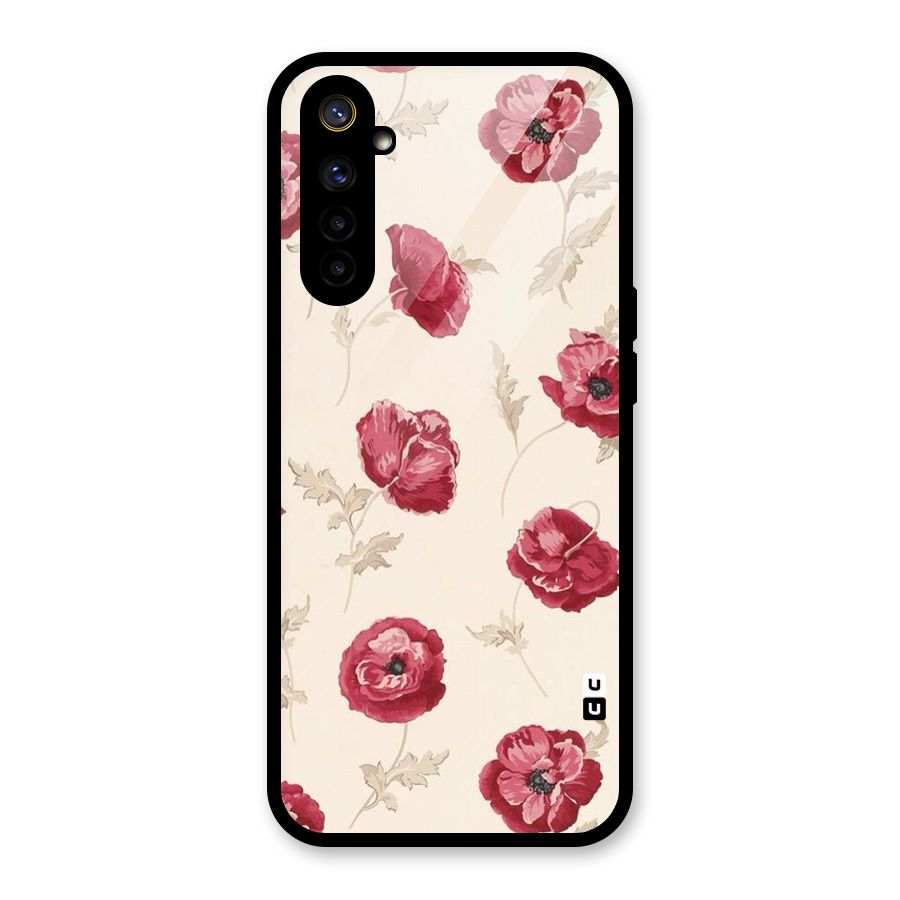 Red Rose Floral Art Glass Back Case for Realme 6i