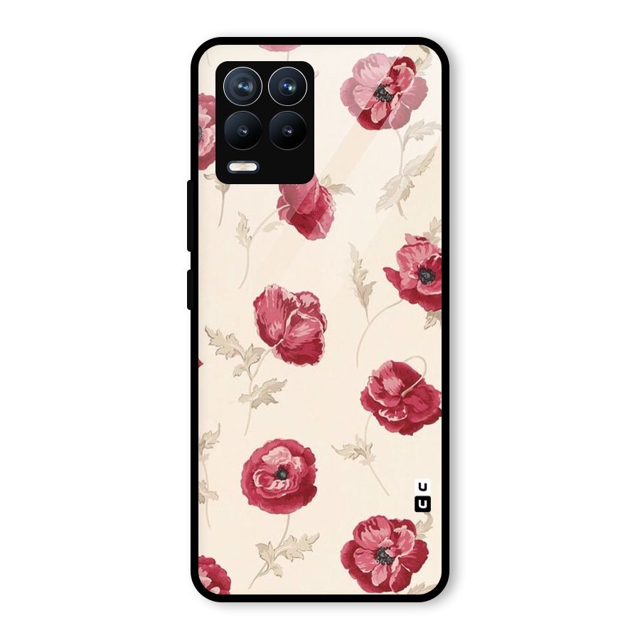 Red Rose Floral Art Glass Back Case for Realme 8 Pro