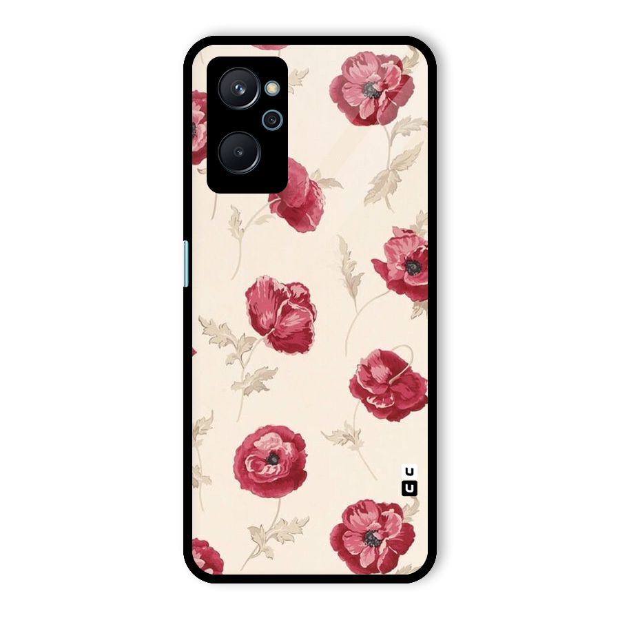 Red Rose Floral Art Glass Back Case for Realme 9i
