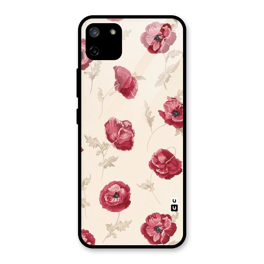 Red Rose Floral Art Glass Back Case for Realme C11