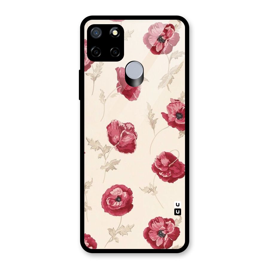 Red Rose Floral Art Glass Back Case for Realme C12