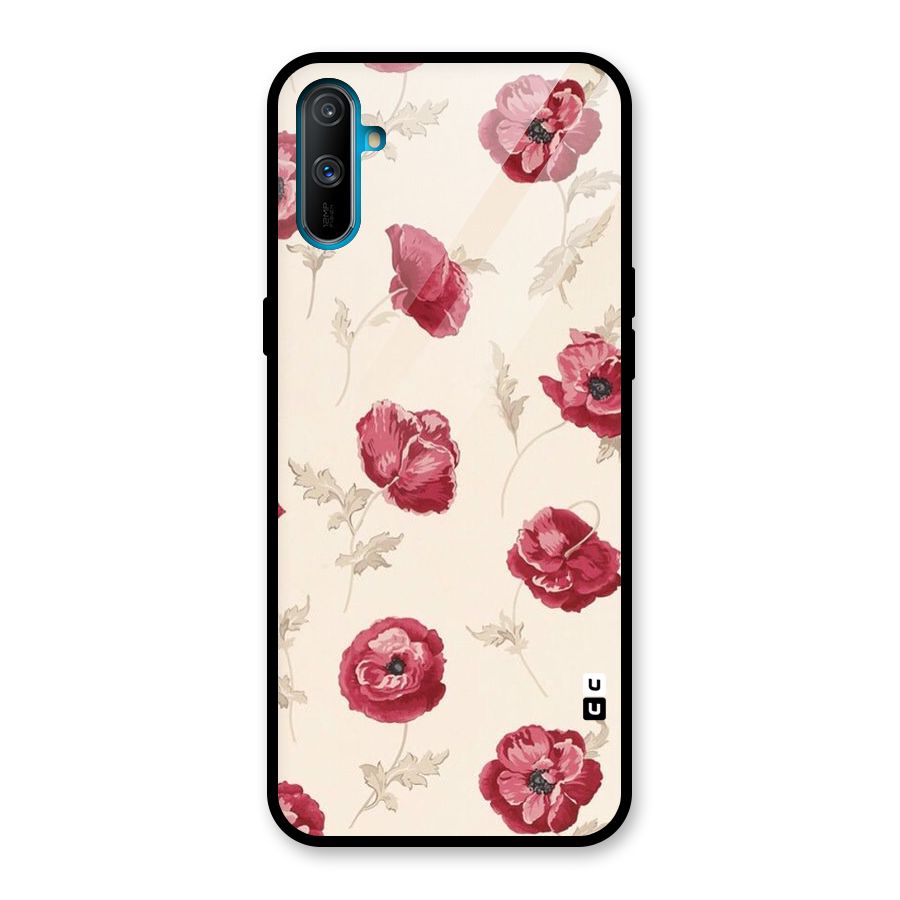 Red Rose Floral Art Glass Back Case for Realme C3