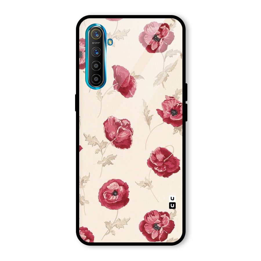 Red Rose Floral Art Glass Back Case for Realme X2