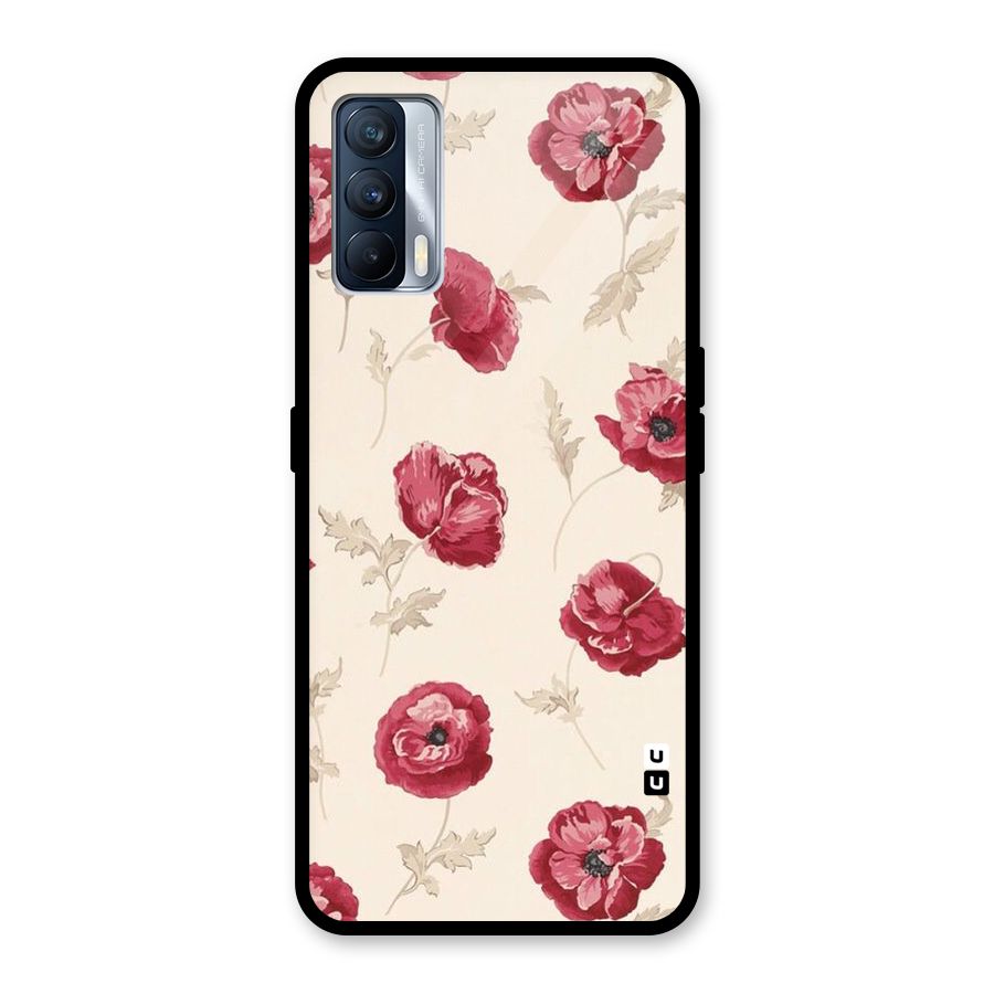 Red Rose Floral Art Glass Back Case for Realme X7