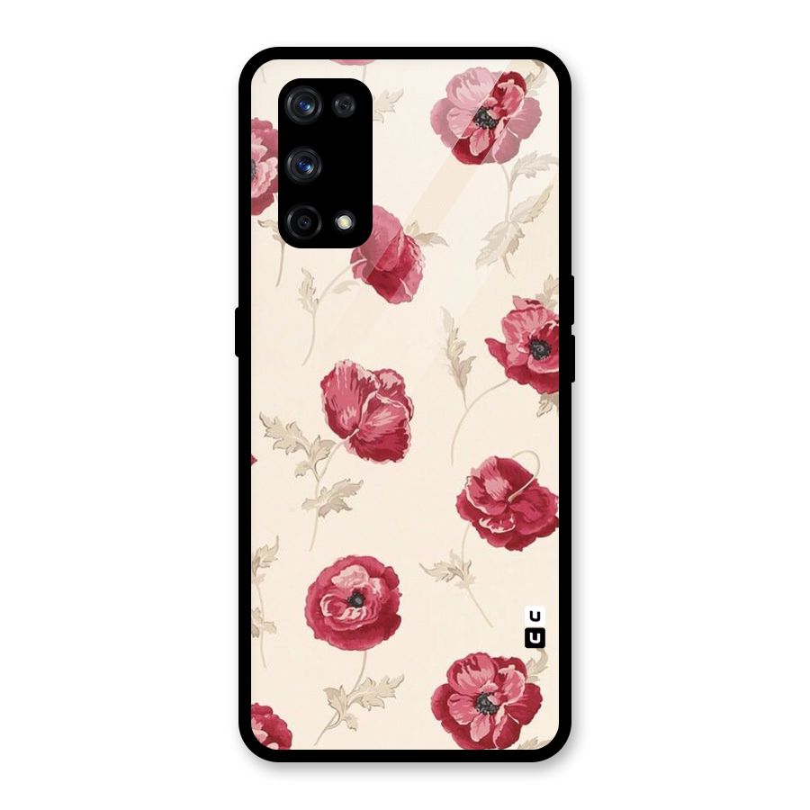 Red Rose Floral Art Glass Back Case for Realme X7 Pro