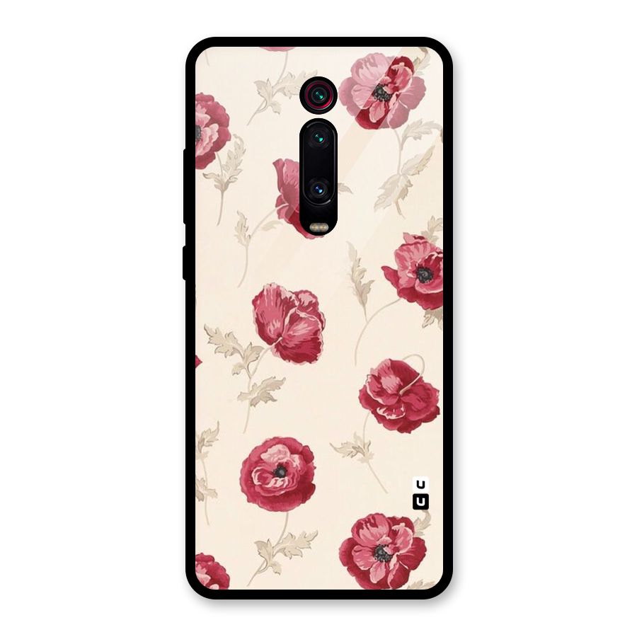 Red Rose Floral Art Glass Back Case for Redmi K20