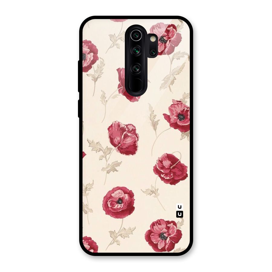 Red Rose Floral Art Glass Back Case for Redmi Note 8 Pro