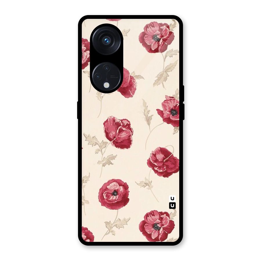 Red Rose Floral Art Glass Back Case for Reno8 T 5G