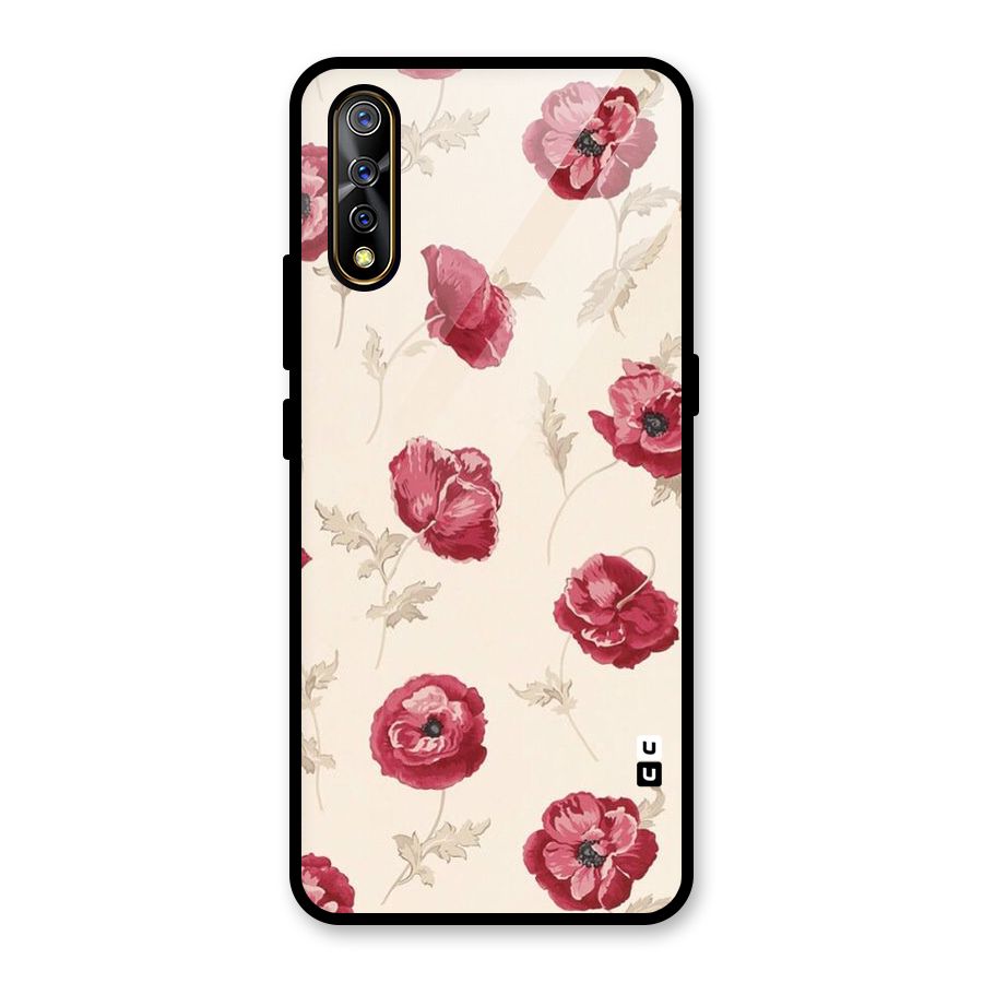 Red Rose Floral Art Glass Back Case for Vivo S1