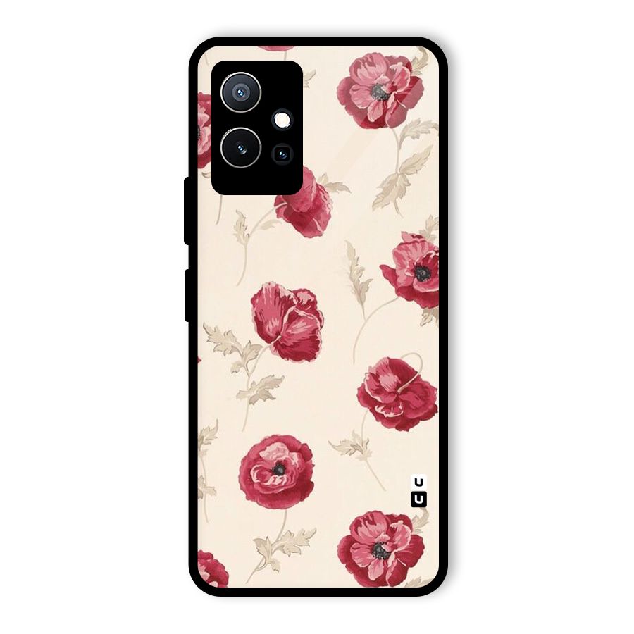Red Rose Floral Art Glass Back Case for Vivo T1 5G