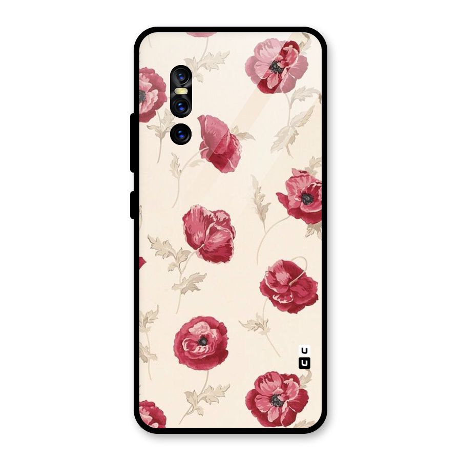 Red Rose Floral Art Glass Back Case for Vivo V15 Pro