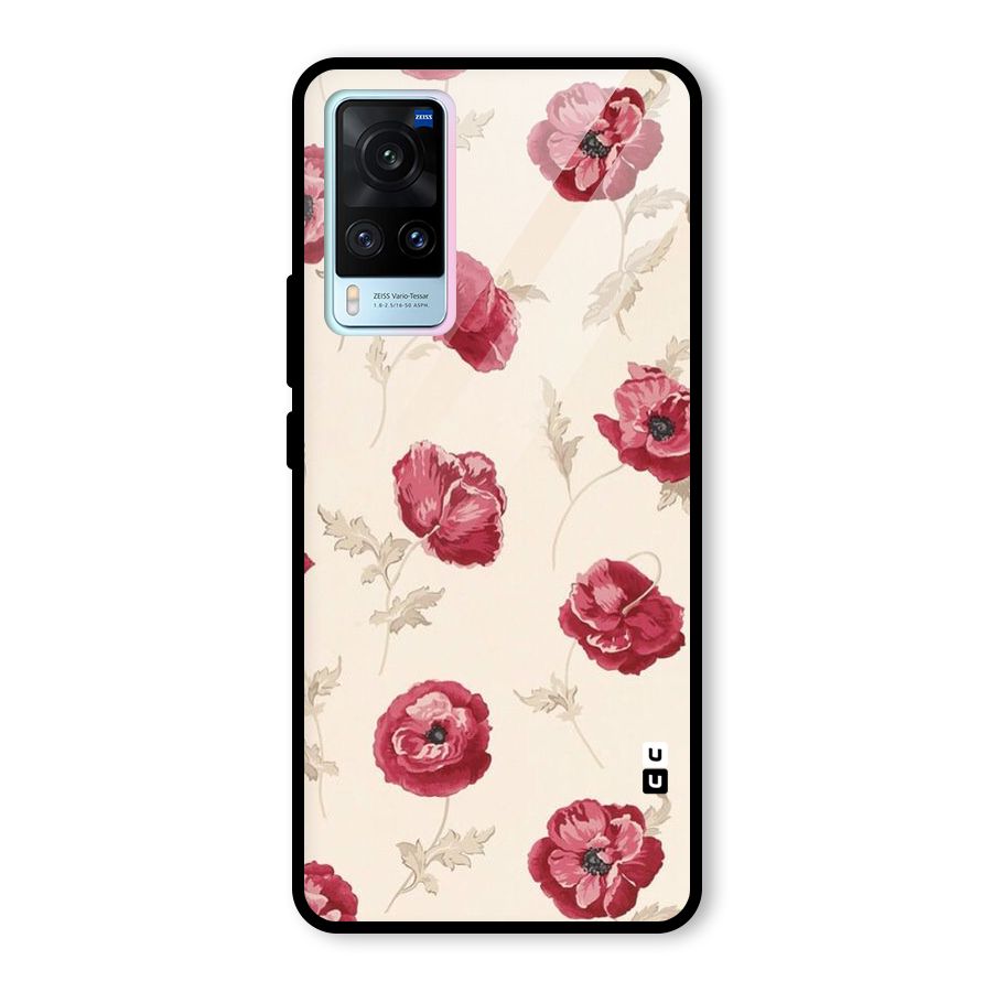 Red Rose Floral Art Glass Back Case for Vivo X60