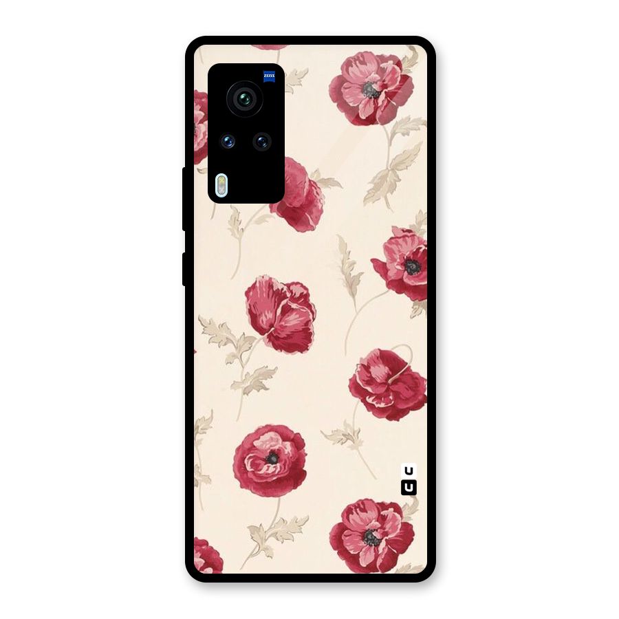 Red Rose Floral Art Glass Back Case for Vivo X60 Pro
