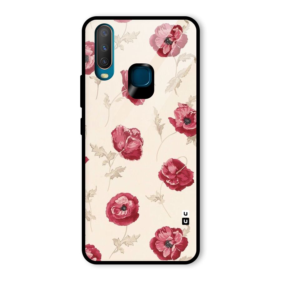 Red Rose Floral Art Glass Back Case for Vivo Y15