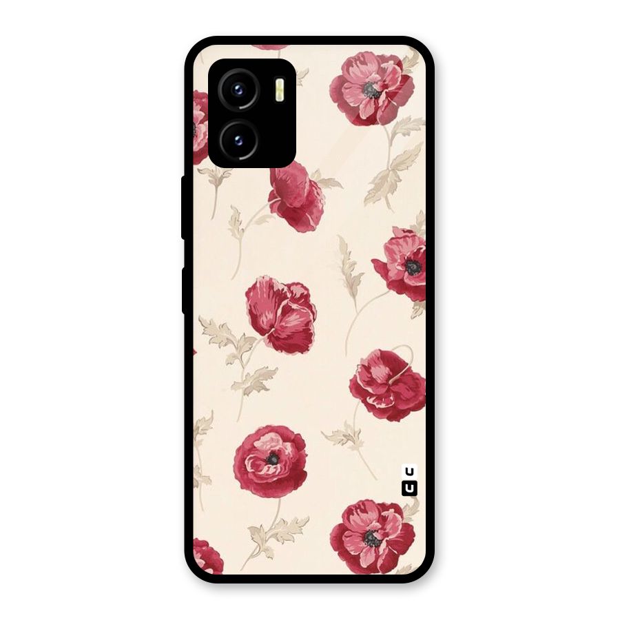Red Rose Floral Art Glass Back Case for Vivo Y15s