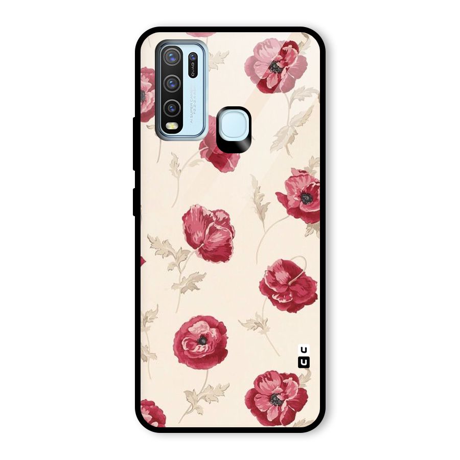 Red Rose Floral Art Glass Back Case for Vivo Y30