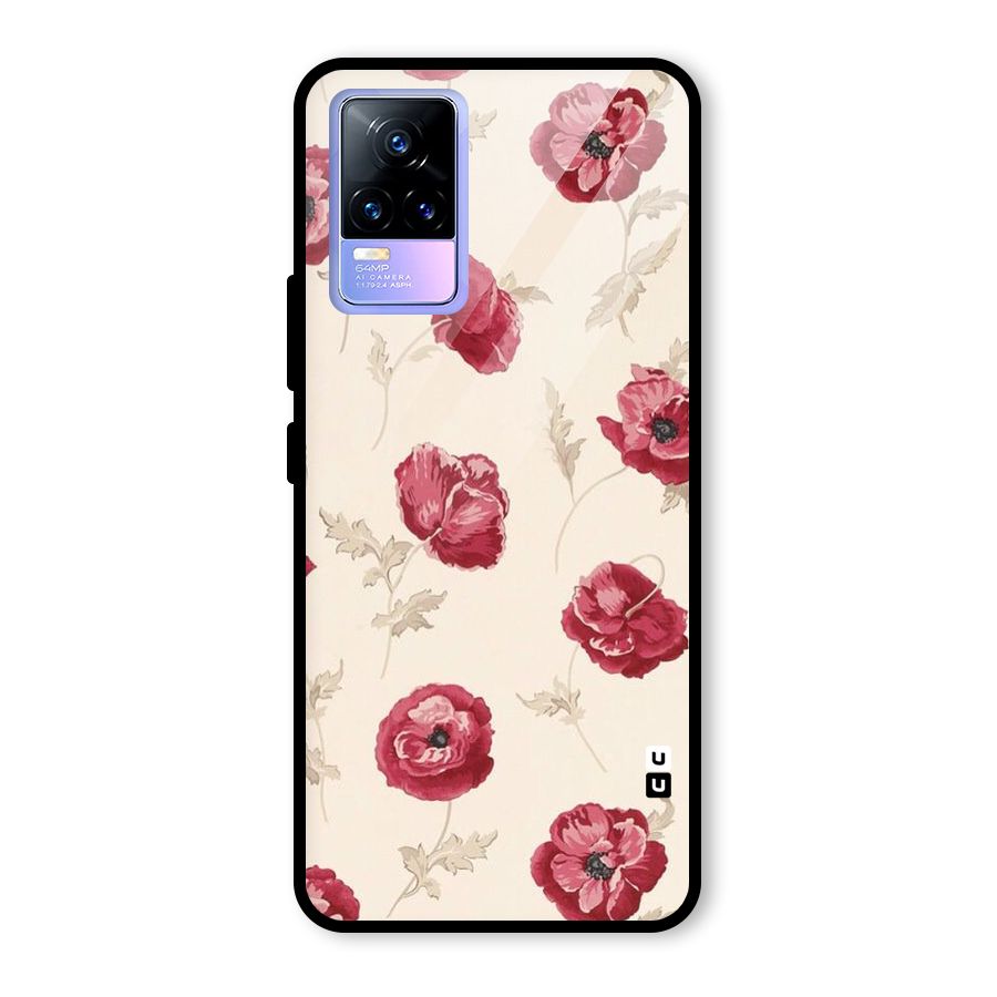 Red Rose Floral Art Glass Back Case for Vivo Y73