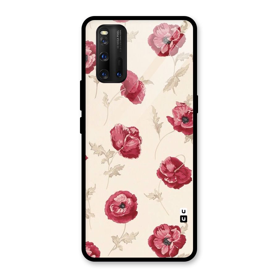Red Rose Floral Art Glass Back Case for Vivo iQOO 3