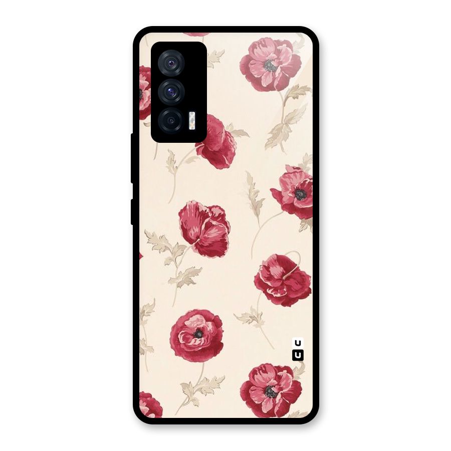 Red Rose Floral Art Glass Back Case for Vivo iQOO 7 5G