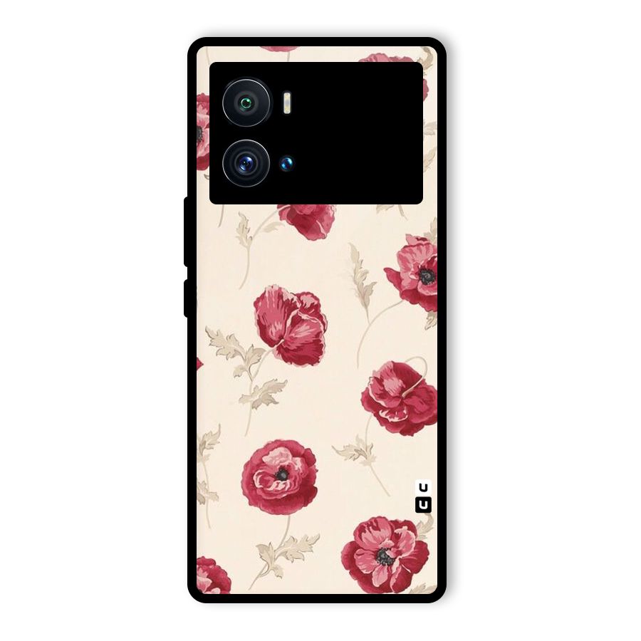 Red Rose Floral Art Glass Back Case for Vivo iQOO 9 Pro