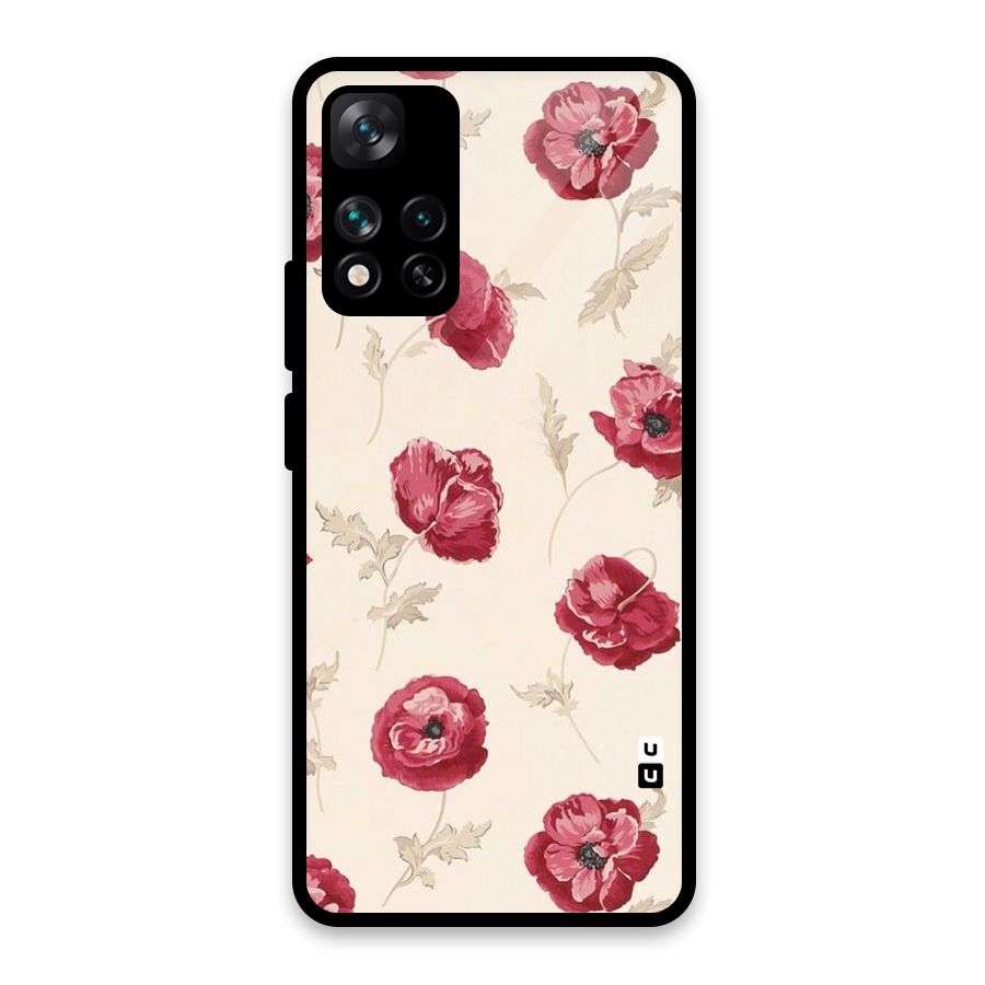Red Rose Floral Art Glass Back Case for Xiaomi 11i HyperCharge 5G