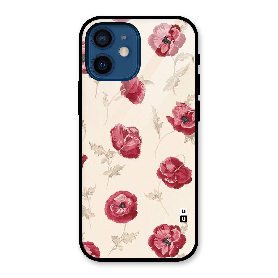 Red Rose Floral Art Glass Back Case for iPhone 12 Mini