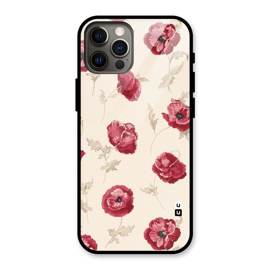 Red Rose Floral Art Glass Back Case for iPhone 12 Pro