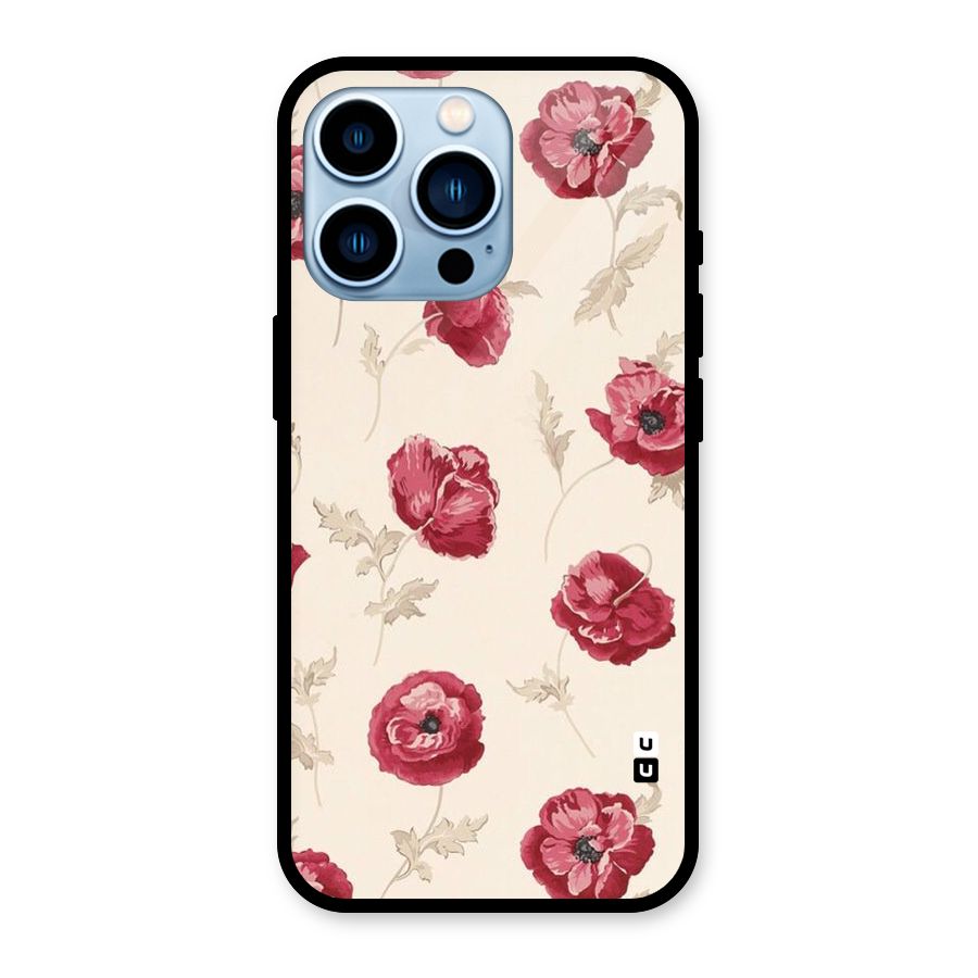Red Rose Floral Art Glass Back Case for iPhone 13 Pro