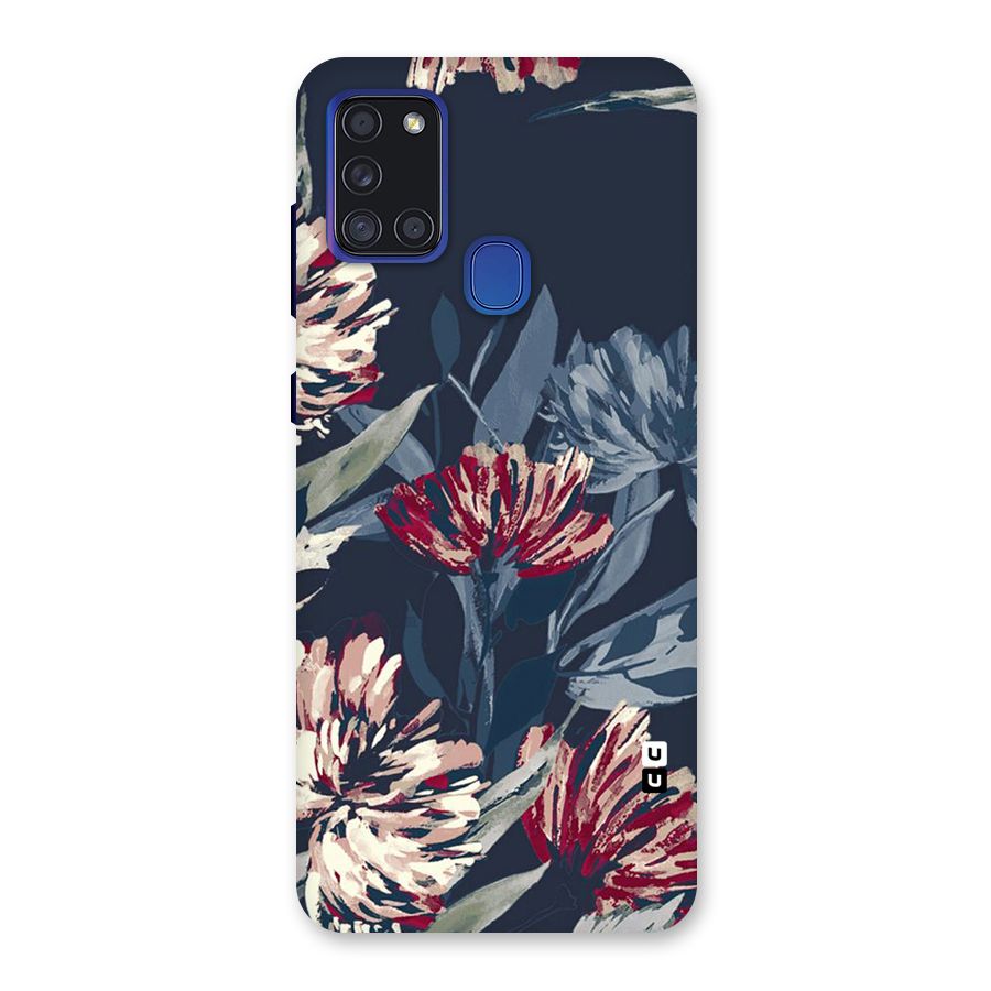 Red Rugged Floral Pattern Back Case for Galaxy A21s