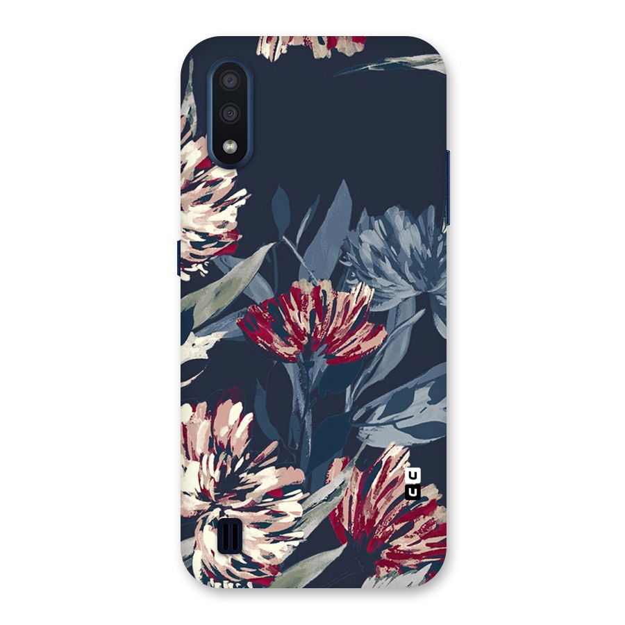 Red Rugged Floral Pattern Back Case for Galaxy M01