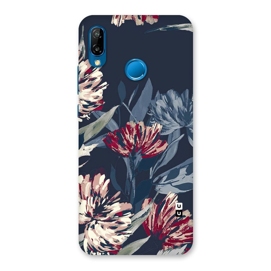 Red Rugged Floral Pattern Back Case for Huawei P20 Lite