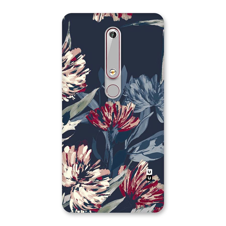 Red Rugged Floral Pattern Back Case for Nokia 6.1