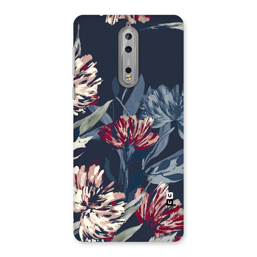 Red Rugged Floral Pattern Back Case for Nokia 8