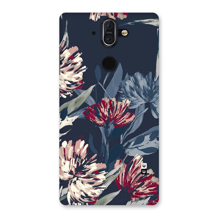 Red Rugged Floral Pattern Back Case for Nokia 8 Sirocco