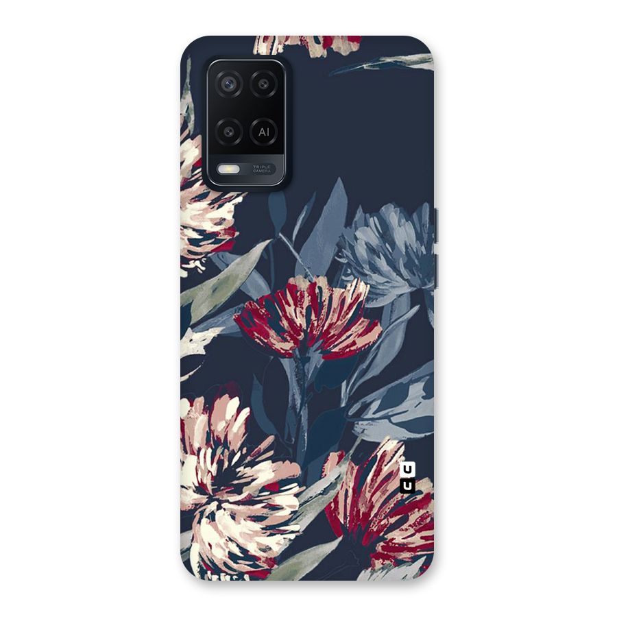 Red Rugged Floral Pattern Back Case for Oppo A54