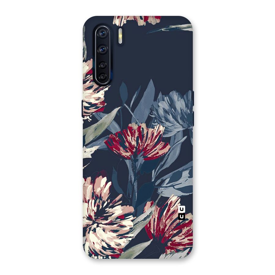 Red Rugged Floral Pattern Back Case for Oppo F15