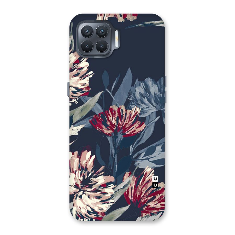 Red Rugged Floral Pattern Back Case for Oppo F17 Pro