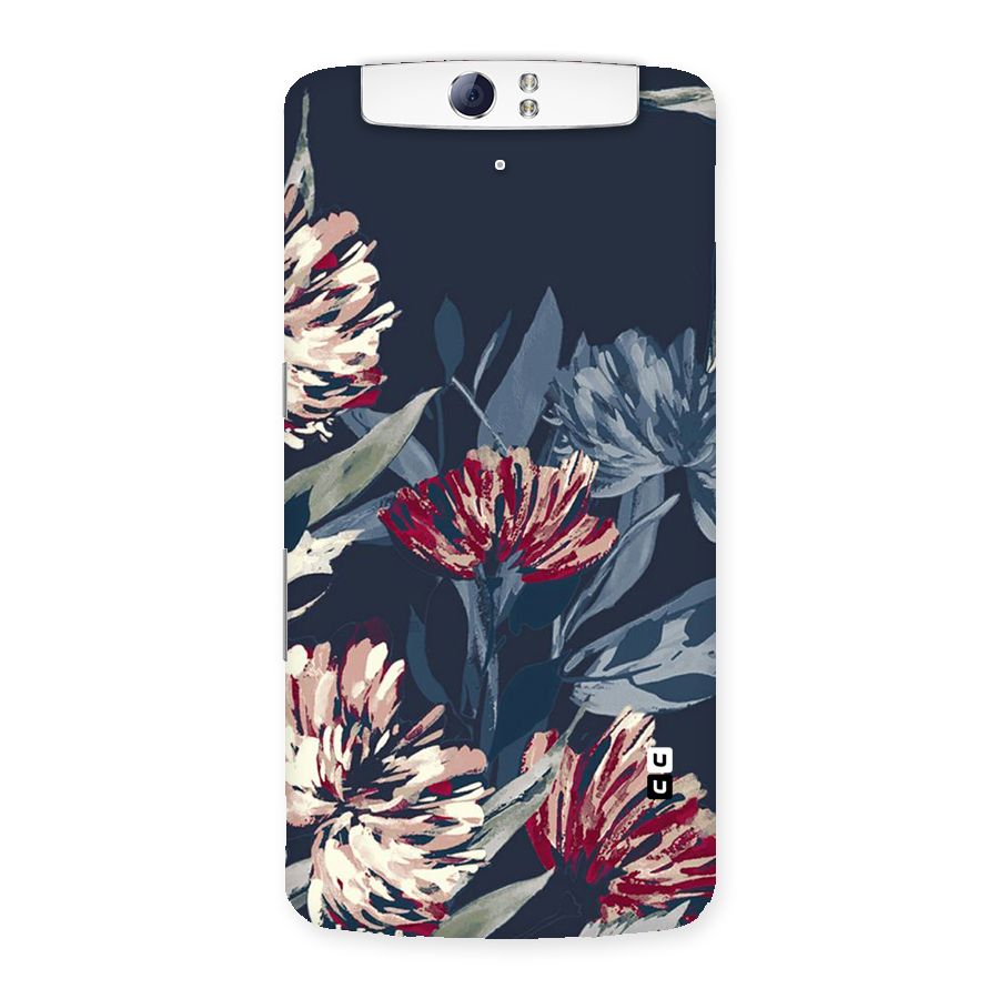 Red Rugged Floral Pattern Back Case for Oppo N1